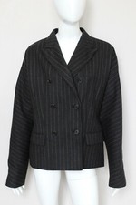 Malo Charcoal Grey Striped Wool Kimono Sleeve Jacket Blazer Uk16 Us12 It48 Fr44