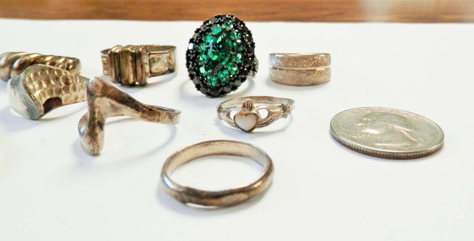 9 Sterling Silver Assorted Gemstone Modernist Shr… - image 3