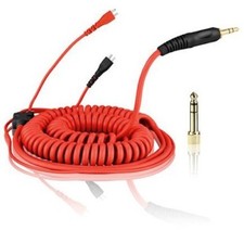 Replacement Coiled Deluxe Cable For Sennheiser Hd25 - Hd-25 Headphones - Red