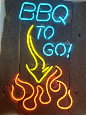 20''x14'' BBQ To Go Fire Neon Sign Light Lamp Man Cave Beer Bar Real Glass JY