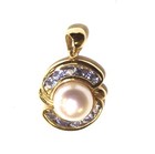 14k yellow gold Natural pearl Tanzanite gemstone cluster pendant 2.8g estate — photo 3