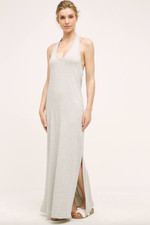 New Anthropologie Saturday/Sunday Maxi Dress Halter Light Gray $88 Sz XS