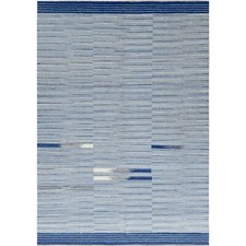 6'4" x 9'1" Flat Weave Nomadic Stripe Design Kilim Hand Woven Rug R60110