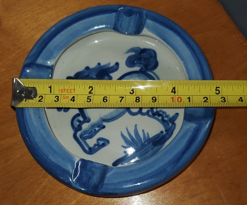 M A Hadley Ashtray 5” R Horse Blue Vintage Pottery Beautiful Piece Hard to Find - Picture 8 of 8
