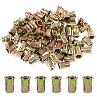 100Pcs 5/16''-18UNC Zinc Plated Carbon Steel Rivet Nut Flat Head Rivnut Threaded 