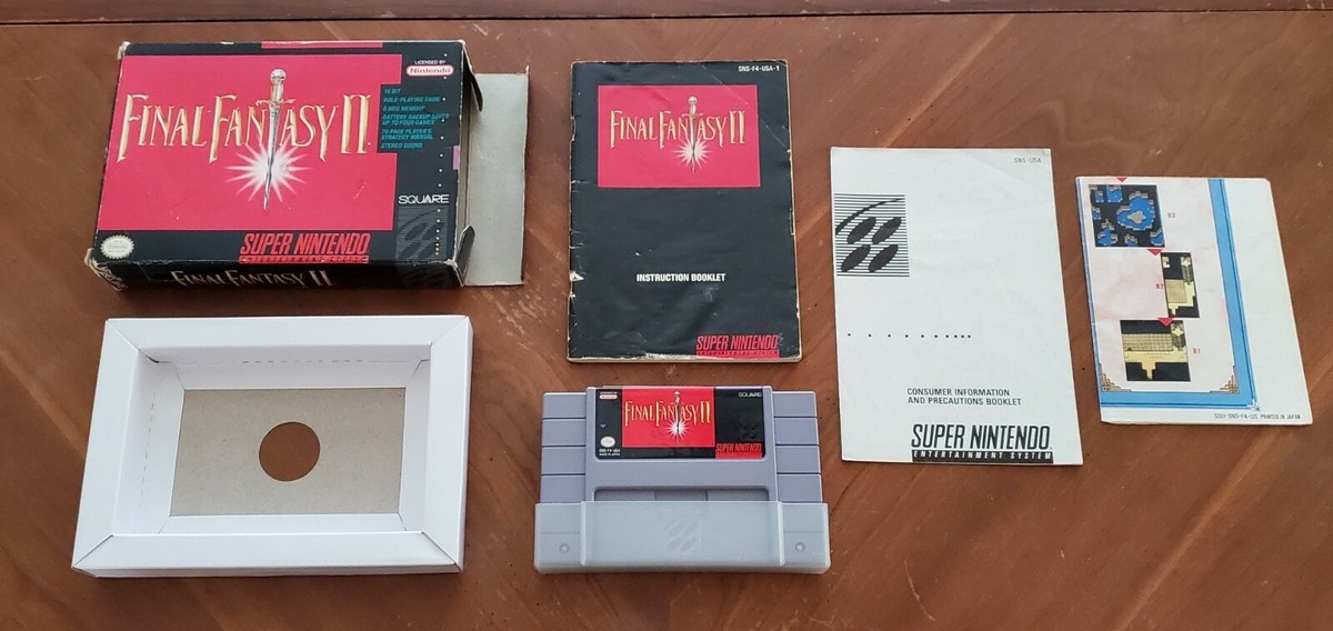 Final Fantasy II 2 ii FF - Super Nintendo SNES RPG Map Box Manual 