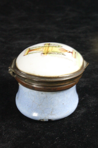 Antique Georgian Bilston Enamel 1¾" Oval Hand Painted Patch Snuff Box w Urn - Picture 6 of 9