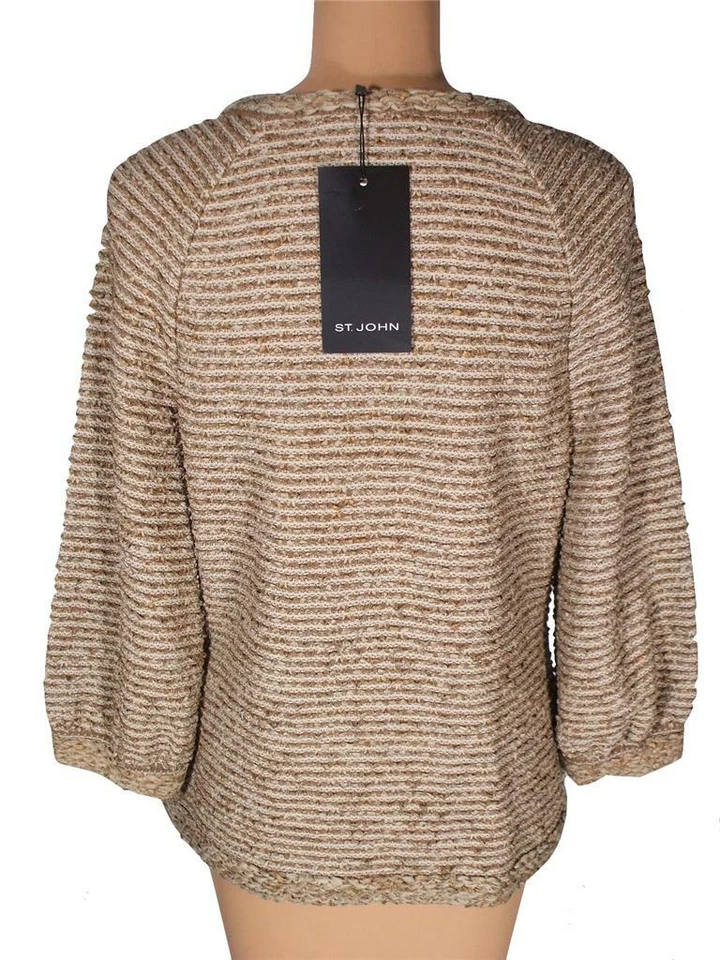 Новый с Ярлыками ST. JOHN вязаный Couture Tweed трикотажа глины Топпер куртка Blazer sz 10 $1695 - Изображение 4 из 4