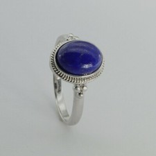 Size 6 - Natural - Oval BLUE LAPIS LAZULI Ring - 925 STERLING SILVER 25