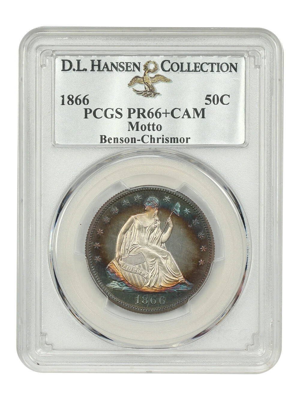 1866 50C PCGS PR66+CAM (Motto) ex: D.L. Hansen/Benson/ Chrismor