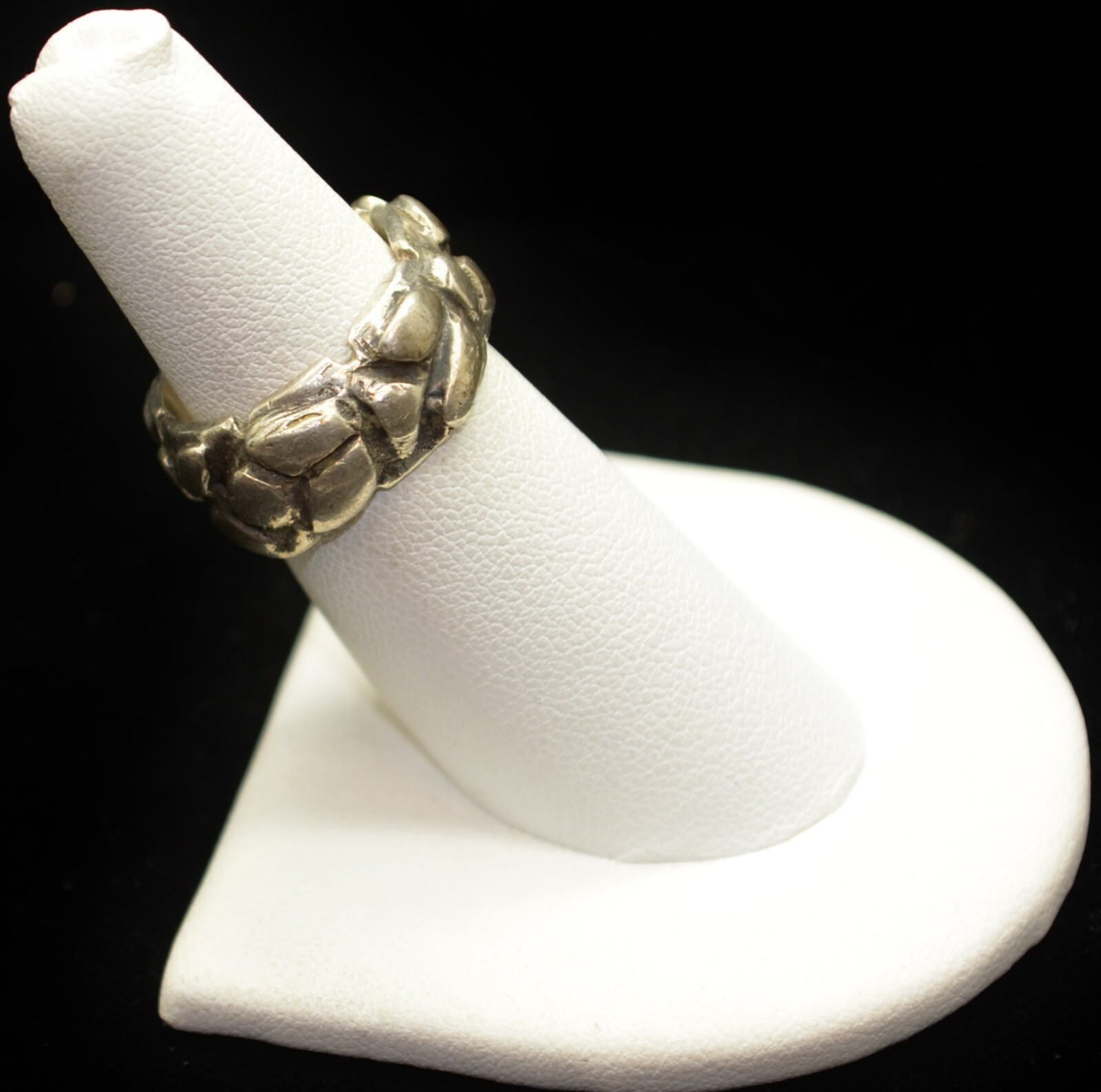 Sterling Silver Thick Heavy Patchwork Style Band … - image 3