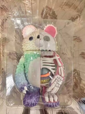 100% Genuine Instinctoy Semi-skeleton Rainbow Colors Bear Statue Model