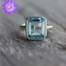 Blue Topaz Gemstone 925 Sterling Silver Ring Handmade Jewelry Ring For Gift
