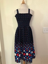 SALE SALE VTG 70s Novelty Print Ruffle Smocked Lounge Sun Dress Mini Bust 28"38"