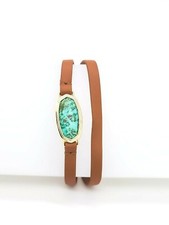 NEW KENDRA SCOTT Framed Dani Gold Sea Green Chrysocolla Gemstone Wrap Bracelet