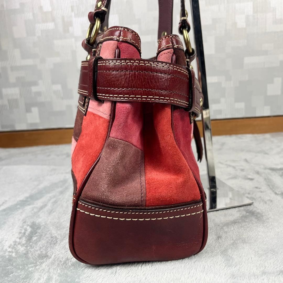 Coach Patchwork Handbag Red Leather Mini Tote Use… - image 3