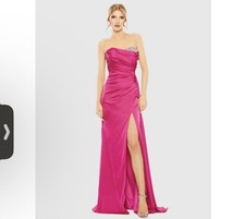 Mac Duggal Strapless Embellished Neckline Satin Gown Magenta SIZE 10