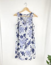 Ann Taylor Loft 6 Blue Floral Linen Blend Shift Dress Women’s 6 Small 