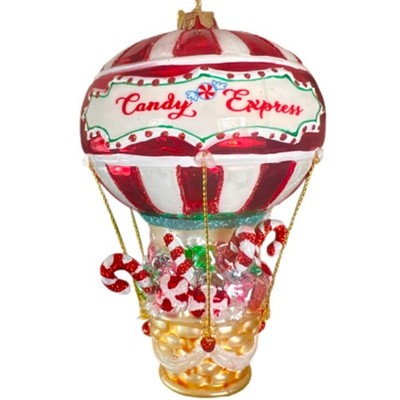 Kurt Adler Noble Gems Candy Hot Air Balloon Glass Ornament Candy Express 5 Inch