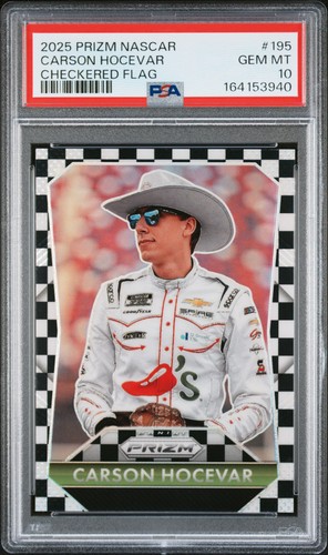 2025 PANINI PRIZM NASCAR CHECKERED FLAG #195 CARSON HOCEVAR 43/75 PSA 10