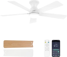 Ceiling Fans with Lights and Remote, 48 Inch Ceiling Fan with Light, Low Profile