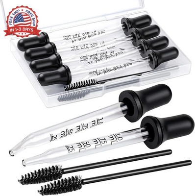 10pcs Eye Dropper 8pcs Glass Pipettes Dropper and 2pcs Cleaning Tool, D