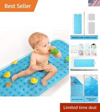 Non Slip Bath Mat Baby Bathtub Extra Long Blue 40 X 16 Inch Safety Shower Mat