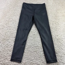 Zyia Active Black Sheen Cropped Leggings Size 8-10 Shiny 24”
