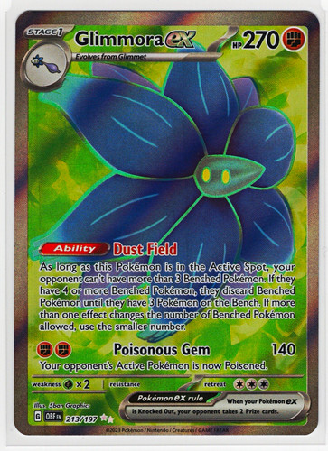Pokemon Glimmora ex 213/197 Full Art Holo Ultra Rare Obsidian Flames 2023 EN