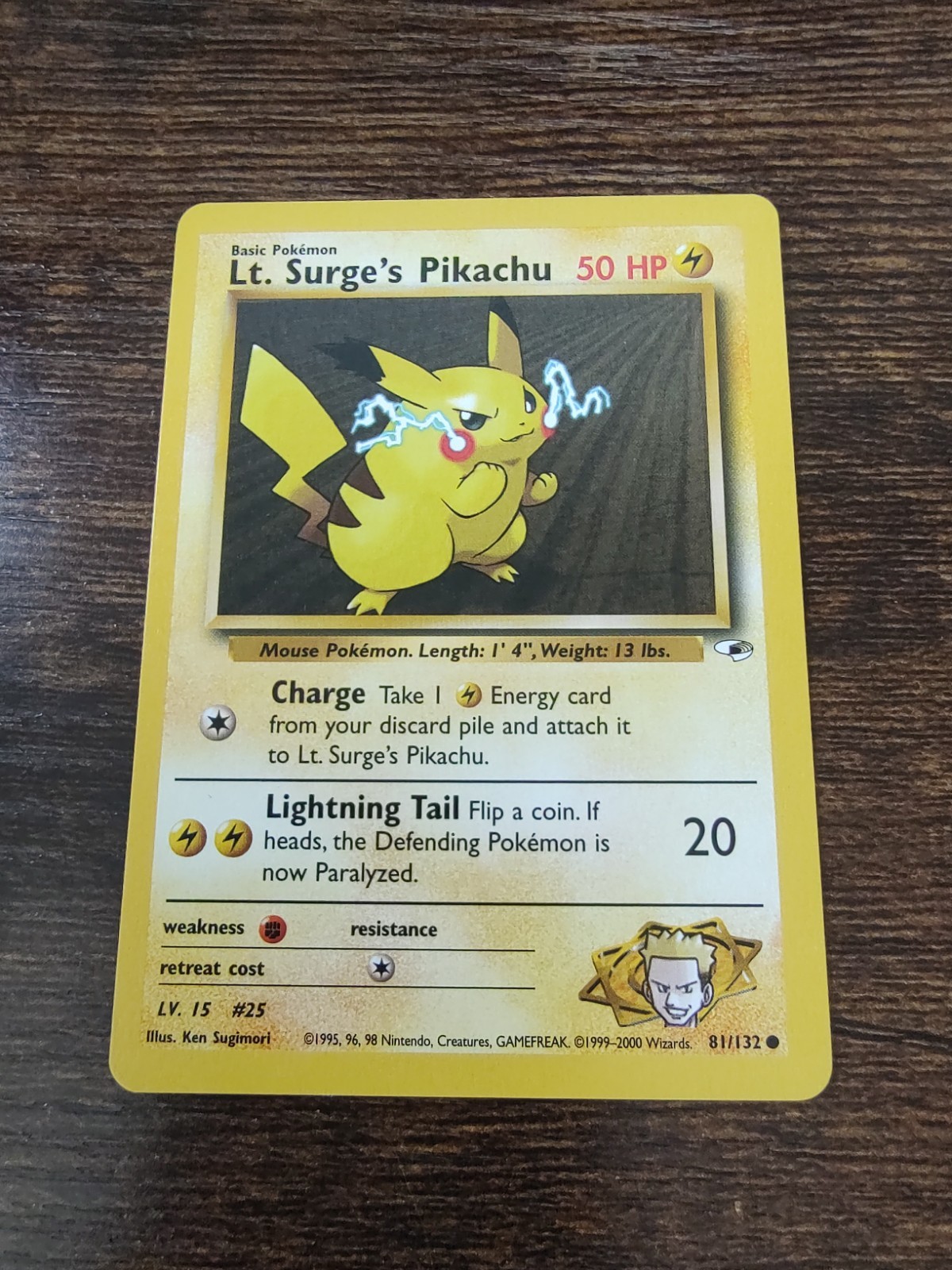 Pokemon Gym Heroes Lt Surge's Pikachu 81/132 Unlimited