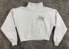 Sudadera corta Los Angeles Apparel Pilates Hub para mujer gris cuarto cremallera S