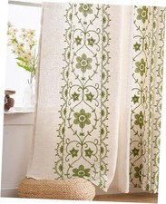 Boho Curtains 2 Panels for Living Room 52"W x 96"L Pack of 2 Sage on Beige