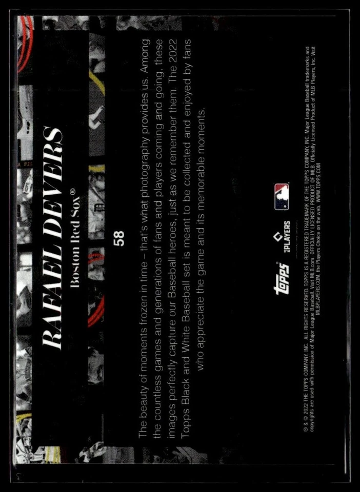 2022 Topps Black & White 58 Rafael Devers Boston Red Sox - Image 2 of 2