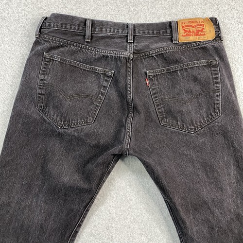 Pantalones de mezclilla Levis 501 para hombre 40x30 botón recto mosca algodón negro trabajo occidental - Imagen 15 de 21