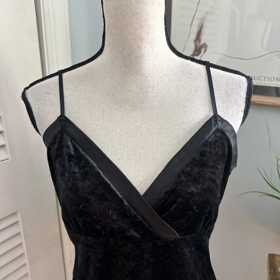 Babydoll vintage AXCESS Top para mujer grande negro terciopelo aplastado Y2K Vamp Grunge Foto 2 de 4