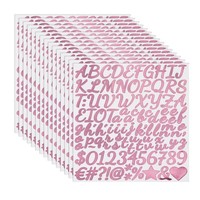 1 Zoll 15 Blatt Buchstabenaufkleber, Glitzer Alphabet Zahlen Aufkleber FüR Pink