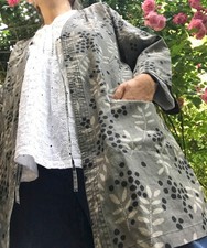 ❤️ RARITÄT! Schick! GUDRUN SJOEDEN Mantel Lagenlook Leinen BW L XL XXL 42 44 46+