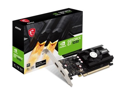 MSI nVidia GeForce GT 1030 4GD4 LP OC Video Card, PCI-e 3.0, 1430 MHz Boost
