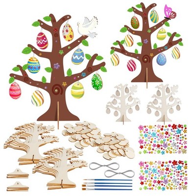 24 Pack 3D Wooden Easter Egg Tree Craft Kit for Make You Own Easter Egg Tree ...