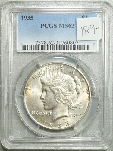 1935 Peace Silver Dollar PCGS MS 62 Uncirculated #0807