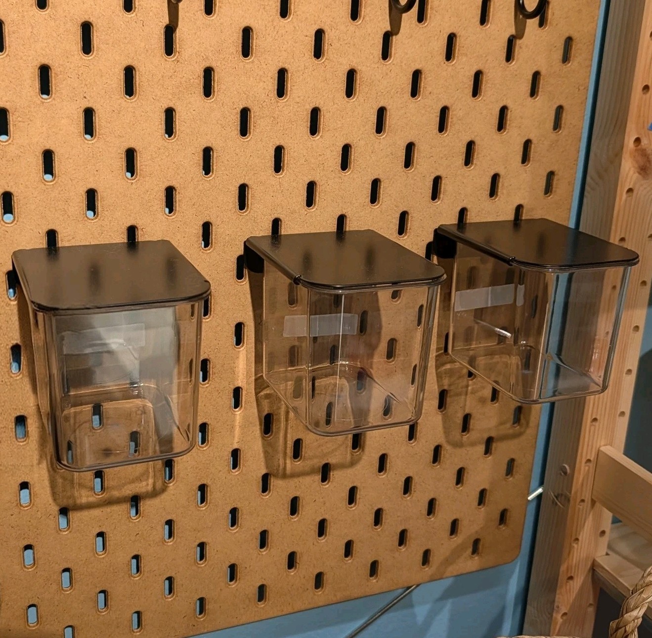 Ikea Skadis 3 Pack Clear Containers With Black Lids New 803.359.09