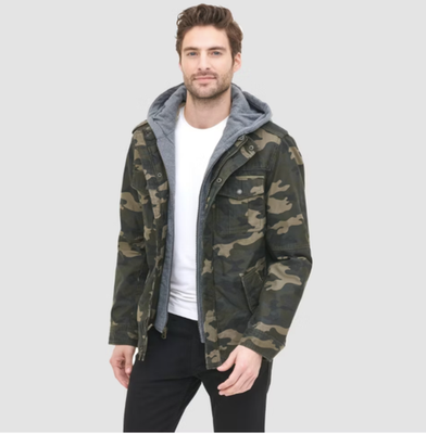 Levi's Mens Faux Shearling Lined Bib Zip & Snap Utility Jacket -L