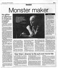 PHIL TIPPETT MONSTER MAKER in the Times Advocate November 14, 1985.