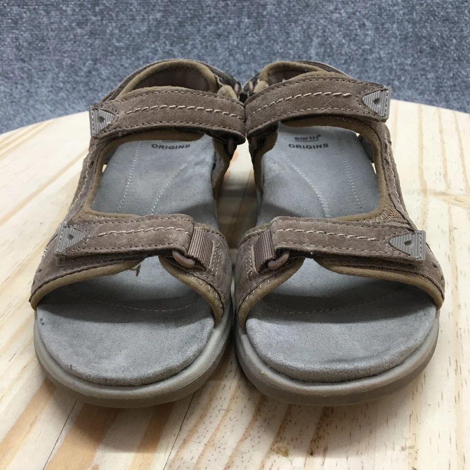 Earth Origins Sandals Womens 7 M Sedona Strappy Brown Leather Hook & Loop Casual - Image 4 of 4