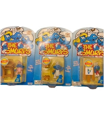 Vintage 1996 Irwin Toy Island SMURFS Baby, Handy, Artist Smurf Figure LOT NEW