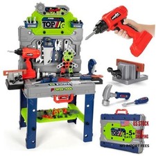 Kids Tool Bench Set with Electric Drill and Realistic Tools, Construction Green