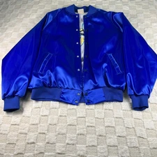 Vintage Auburn Sportswear Mens Royal Blue Nylon Bomber Jacket Texas Embroidery