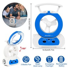 3-in-1 Portable Desk Fan LED Lamp Flashlight for Home Travel Camping