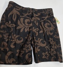 NWT Tommy Bahama Relax Men's Large Swim Trunks Board Shorts Brown Floral READ