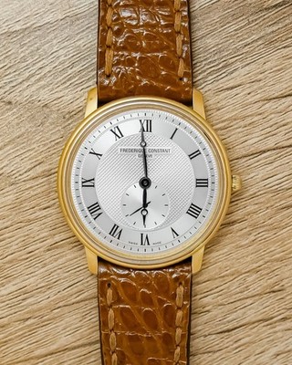 Rare Frederique Constant Sub Second Roman Index Silver Dial Dress Watch Quartz